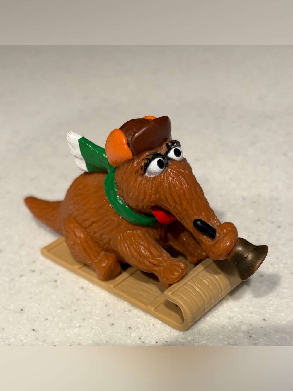 Vintage Applause Sesame Street Mr. Snuffleupagus On Sled PVC Figure Cake Topper